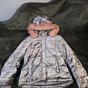Ci Sono Metallic Jacket with Plush Trim
